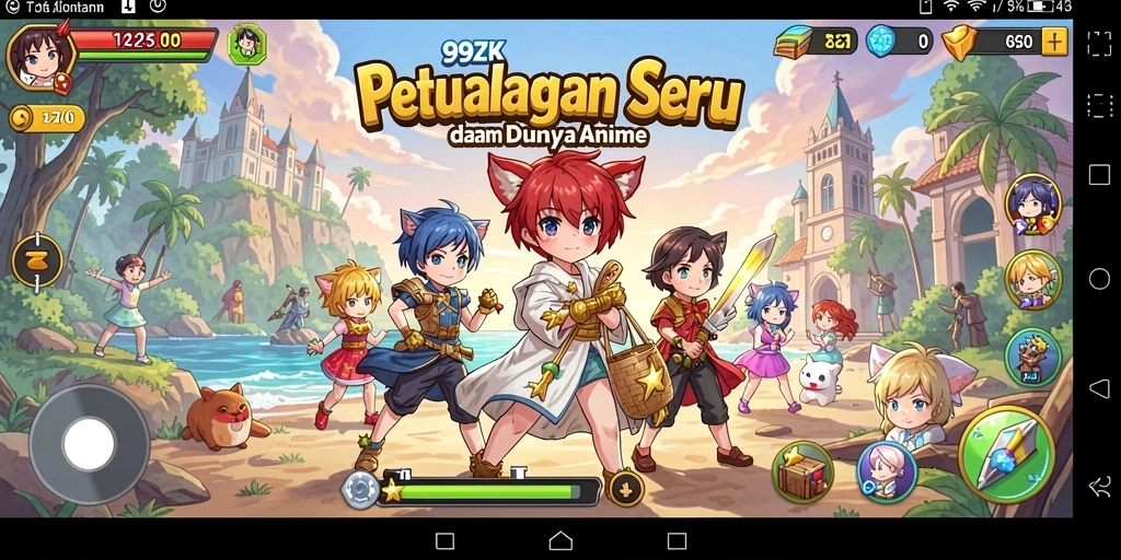 Screenshot gameplay 99ZK menampilkan pertarungan karakter anime yang seru.