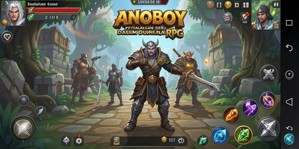 Screenshot gameplay ANOBOY menampilkan aksi petualangan RPG yang menegangkan.