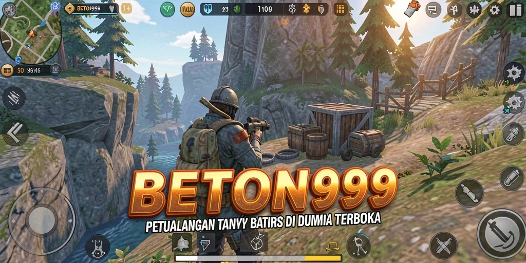 Screenshot menampilkan aksi gameplay di dunia terbuka BETON999