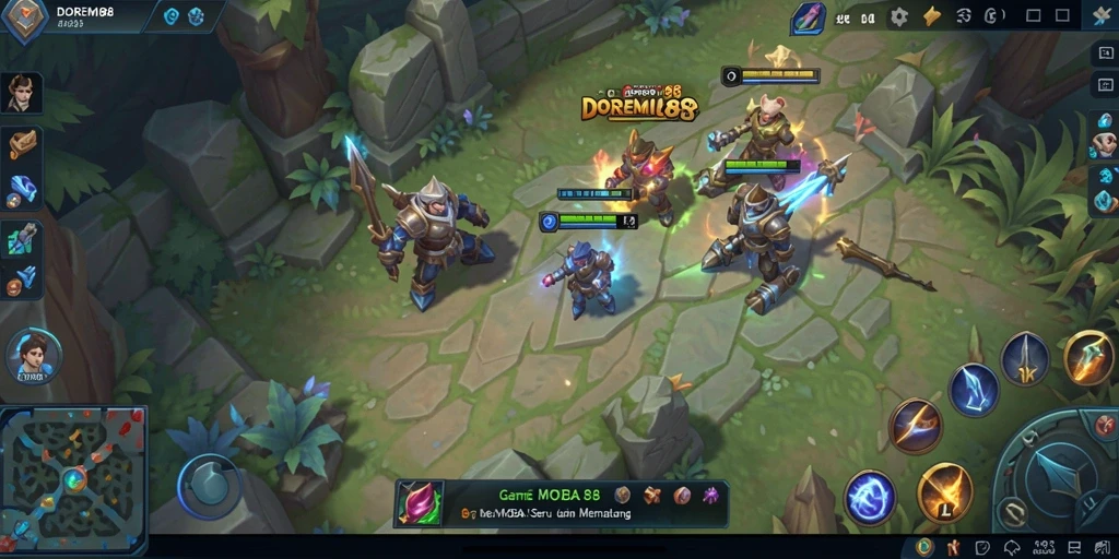 Tampilan aksi seru dalam permainan DOREMI88 yang penuh strategi MOBA.