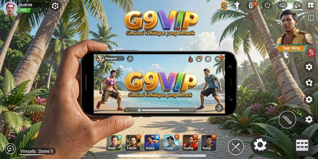 Tampilan gameplay dari G9VIP yang menarik dan penuh warna.