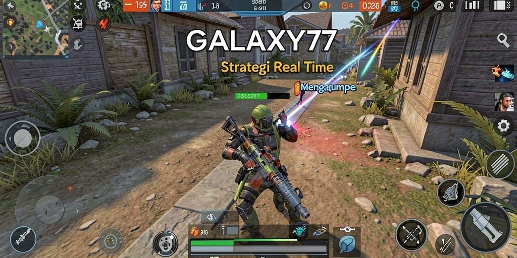Tangkapan layar gameplay GALAXY77 menampilkan aksi pertempuran yang mendebarkan.
