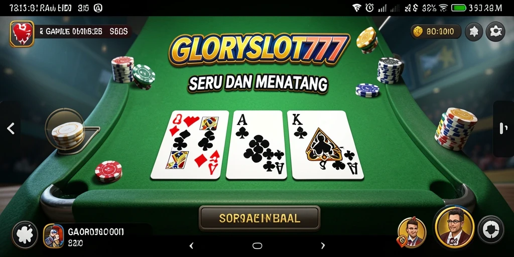 Screenshot gameplay GLORYSLOT777 menampilkan serunya bermain Gaple.