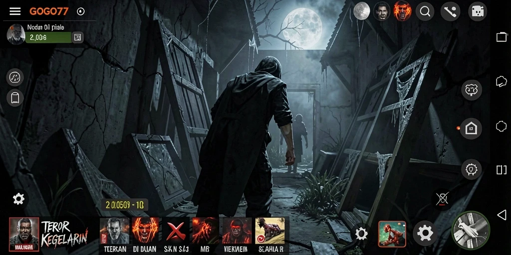 Tampilan gameplay GOGO77 yang menegangkan dan menyeramkan.