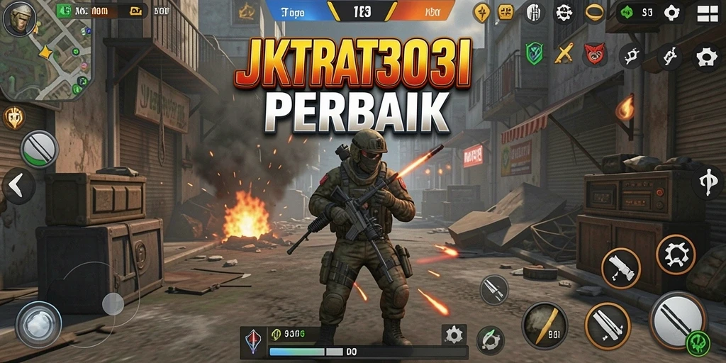 Tampilkan gameplay JKT303 yang penuh strategi dan pertempuran menarik.
