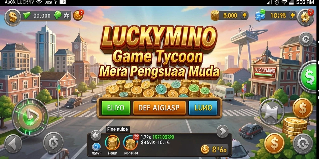 Tangkapan layar gameplay LUCKYMINO yang menunjukkan aktivitas Tycoon yang seru.