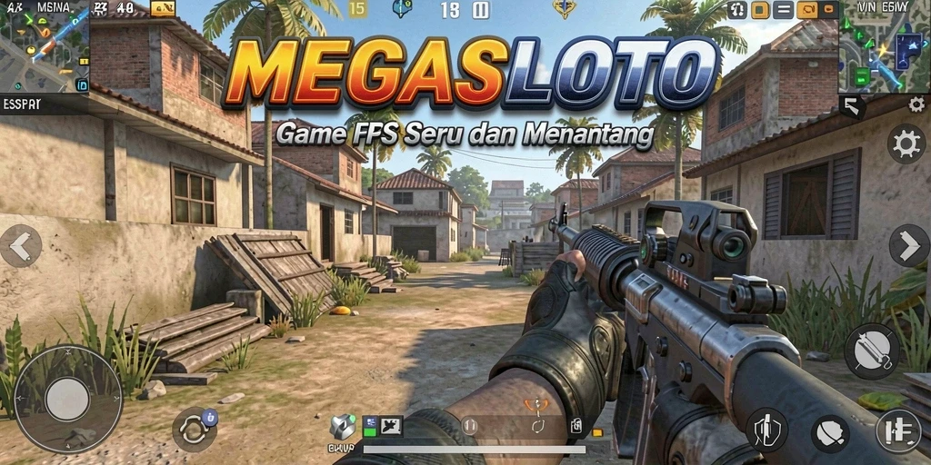 Tangkapan layar gameplay MEGASLOTO menampilkan aksi menembak yang mendebarkan.