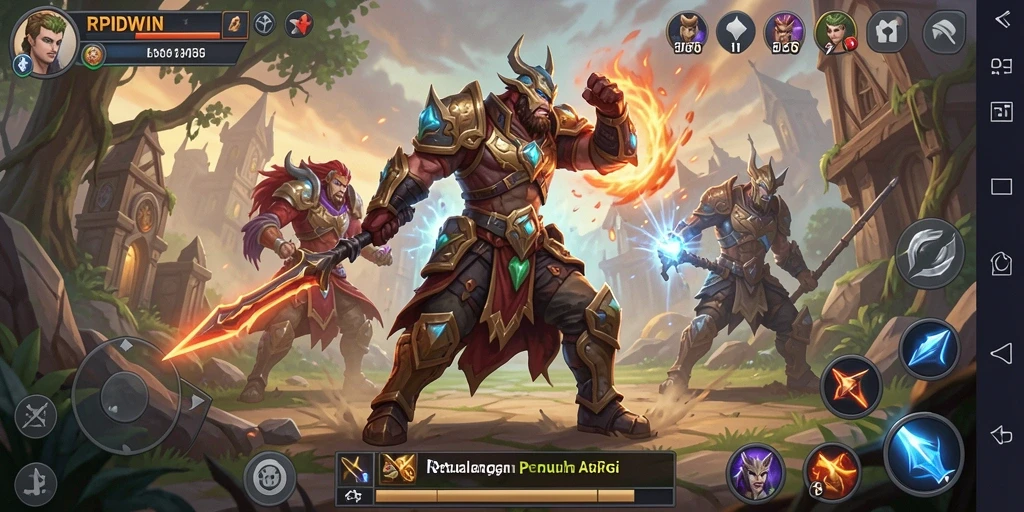 Tangkapan layar menampilkan pertarungan seru dalam RPIDWIN di dunia ARPG.