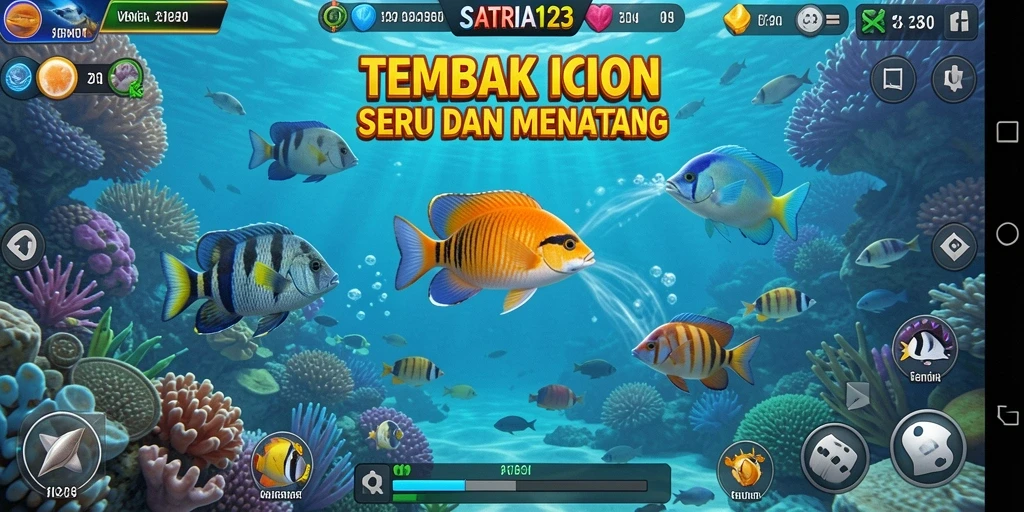 Screenshot utama SATRIA123 menunjukkan momen seru dalam permainan Tembak Ikan.