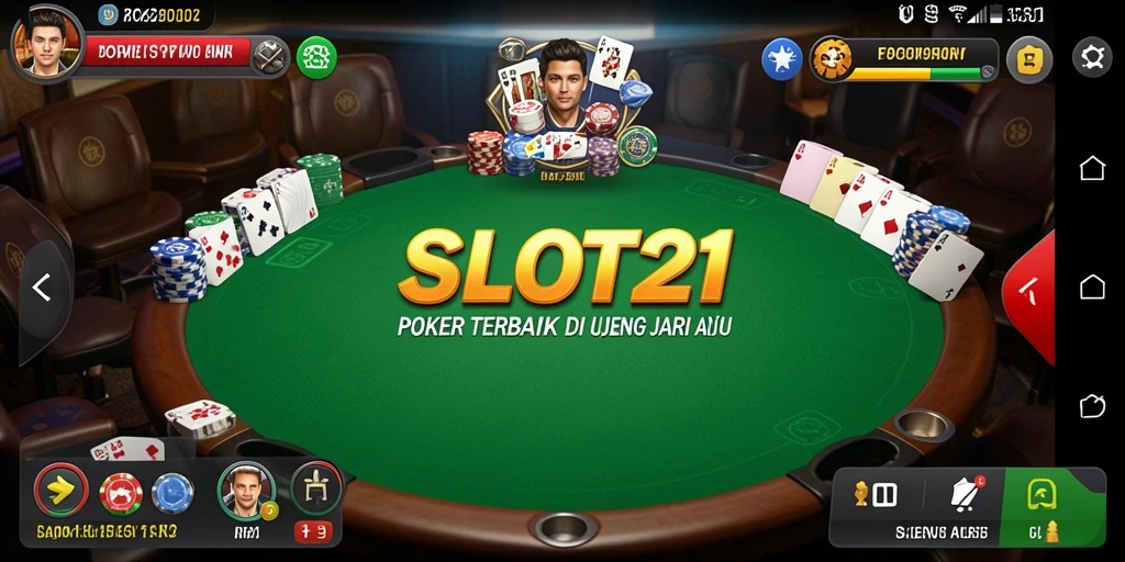 Tampilan screenshot utama SLOT21 menampilkan permainan Poker yang intens.