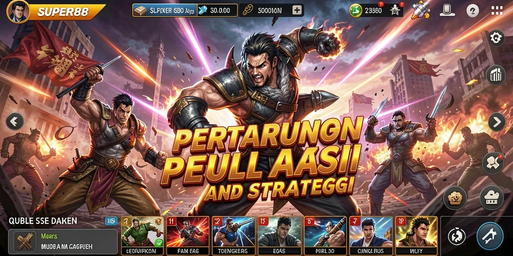 Tampilan gameplay SUPER88 yang menegangkan dengan aksi bertarung yang seru.