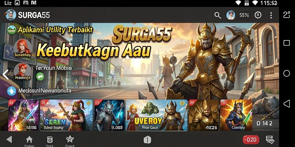 Tampilan antarmuka pengguna SURGA55 yang modern dan intuitif.