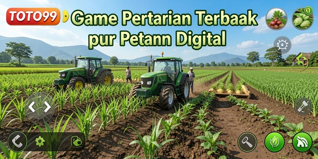 Tangkapan layar gameplay TOTO99 menampilkan lahan pertanian yang subur dan aktif.