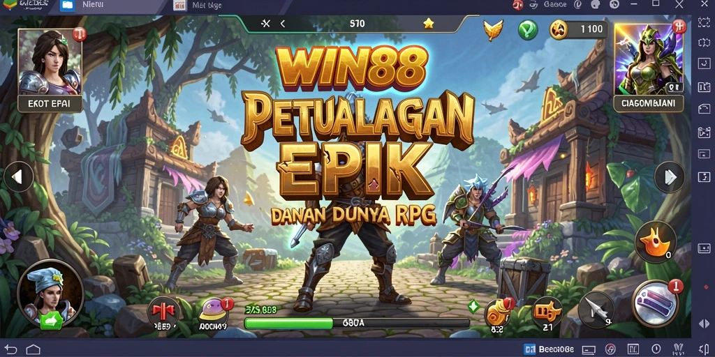 Screenshot gameplay RPG WIN88 yang menampilkan pertarungan epik.