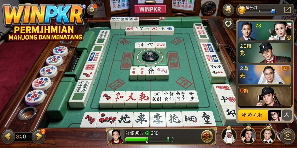 Tampilan gameplay yang seru dalam permainan Mahjong WINPKR.